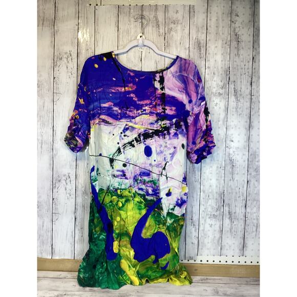The Kit. Dresses & Skirts - The Kit Abstract Art Print Shift Dress Viscose Ecovero Rayon Tunic Size L